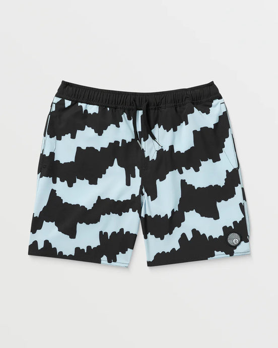 Volcom Kid's Lido Print Trunk Boardshort Ice Blue XA490VB8_ICB
