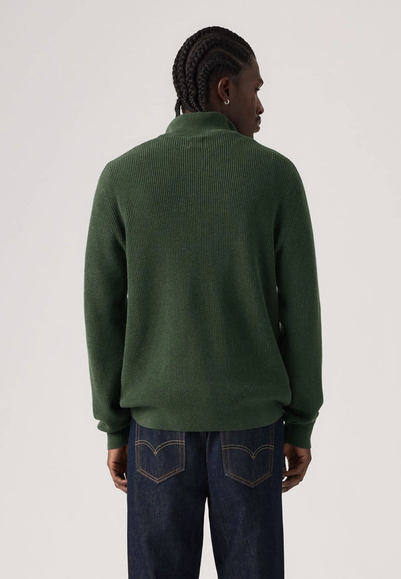 Load image into Gallery viewer, Levi's Men's Housemark Quarter Zip Sweater Duffel Bag Heather Green 0058U0001
