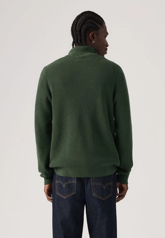 Levi's Men's Housemark Quarter Zip Sweater Duffel Bag Heather Green 0058U0001