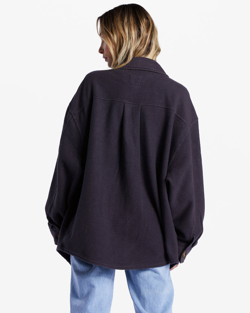 Load image into Gallery viewer, Billabong Anytime Shacket Oversized Fleece Shirt Black Sands ABJFT00350-BSD
