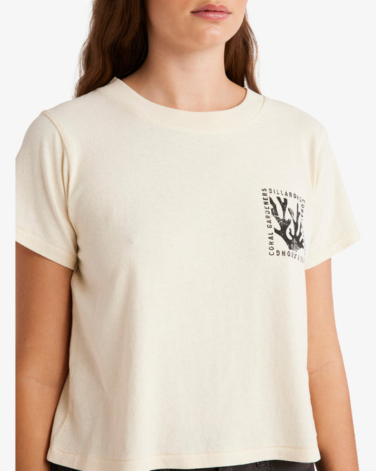 Billabong Women's Coral Gardener Shrunken T-Shirt White Cap ABJKT00537-WCP