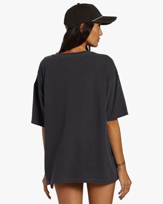 Billabong Women's True Coral Gardener Oversized Fit T-Shirt Black Sands ABJKT00538-BSD