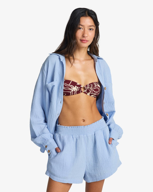 Billabong Women's In The Waves Elasticated Waist Shorts Twilight Blue ABJNS00307-BZD0