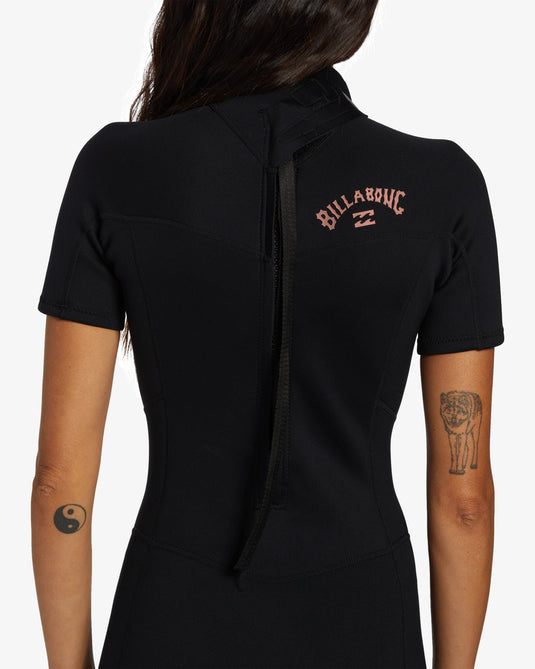 Billabong Women's Foil 2mm Short Sleeve Springsuit Black ABJW500112-BLK