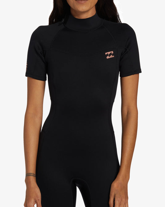 Billabong Women's Foil 2mm Short Sleeve Springsuit Black ABJW500112-BLK