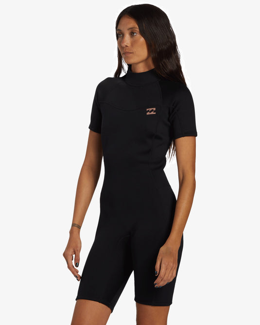 Billabong Women's Foil 2mm Short Sleeve Springsuit Black ABJW500112-BLK