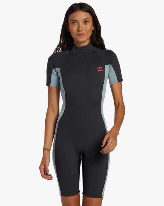 Billabong Women's Foil 2mm Short Sleeve Springsuit Washed Black ABJW500112-WAA