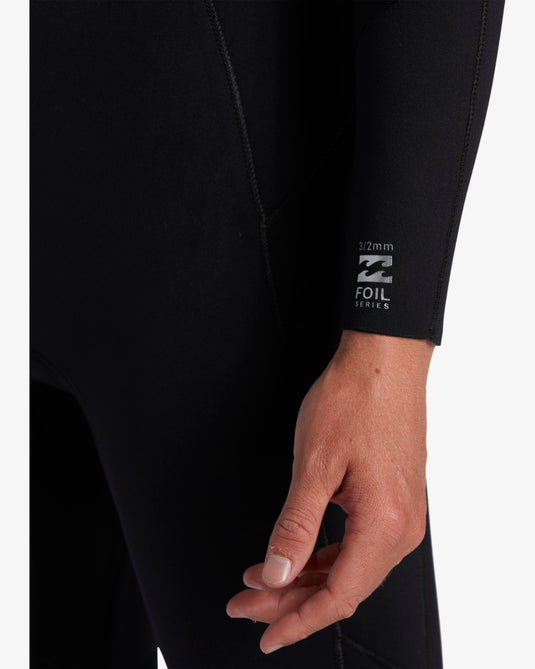 Billabong Men's Foil 3/2mm Chest Zip Wetsuit Black ABYW100243-BLK