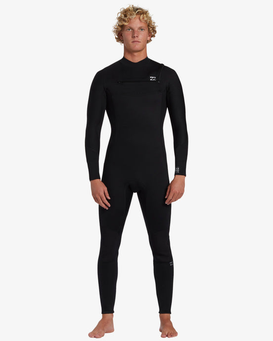 Billabong Men's Foil 3/2mm Chest Zip Wetsuit Black ABYW100243-BLK
