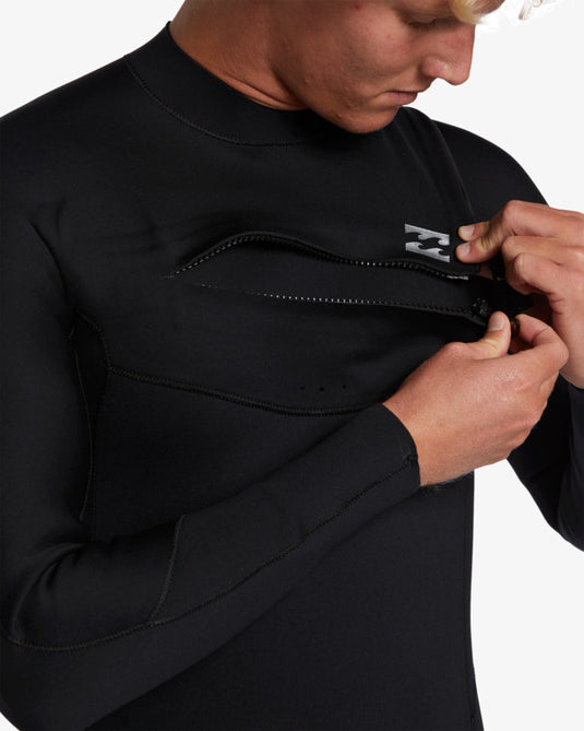 Billabong Men's Foil 4/3mm Chest Zip Wetsuit Black ABYW100244-BLK