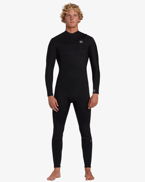 Billabong Men's Foil 4/3mm Chest Zip Wetsuit Black ABYW100244-BLK