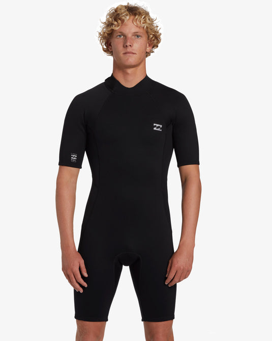 Billabong Men's Foil 2mm Back Zip Short Sleeve Black ABYW500122-BLK