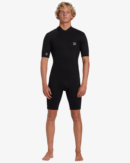 Billabong Men's Foil 2mm Back Zip Short Sleeve Black ABYW500122-BLK