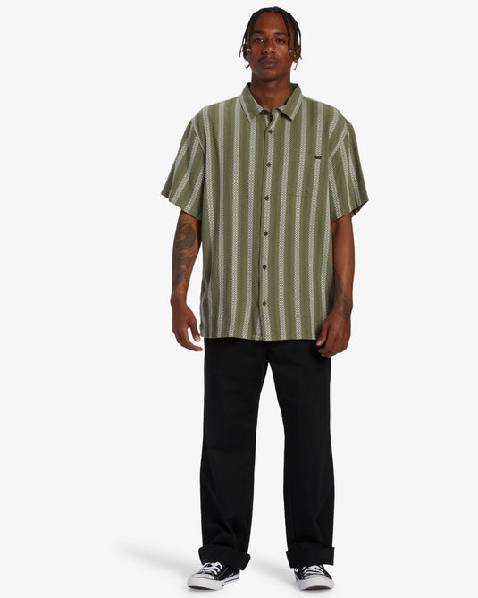Billabong Men's Sundays Jacquard Shirt Dark Olive ABYWT00235-DKO