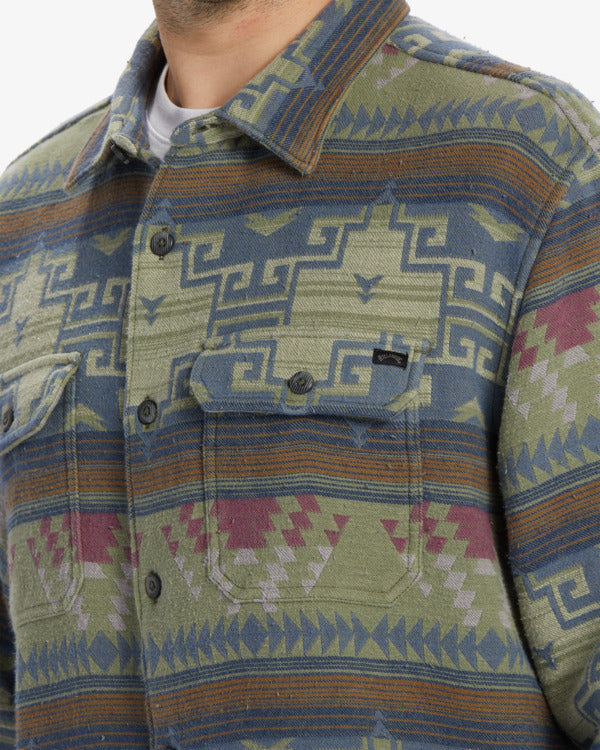 Load image into Gallery viewer, Billabong Offshore Jacquard Flannel Long Sleeve Shirt Sage ABYWT00249-SAG
