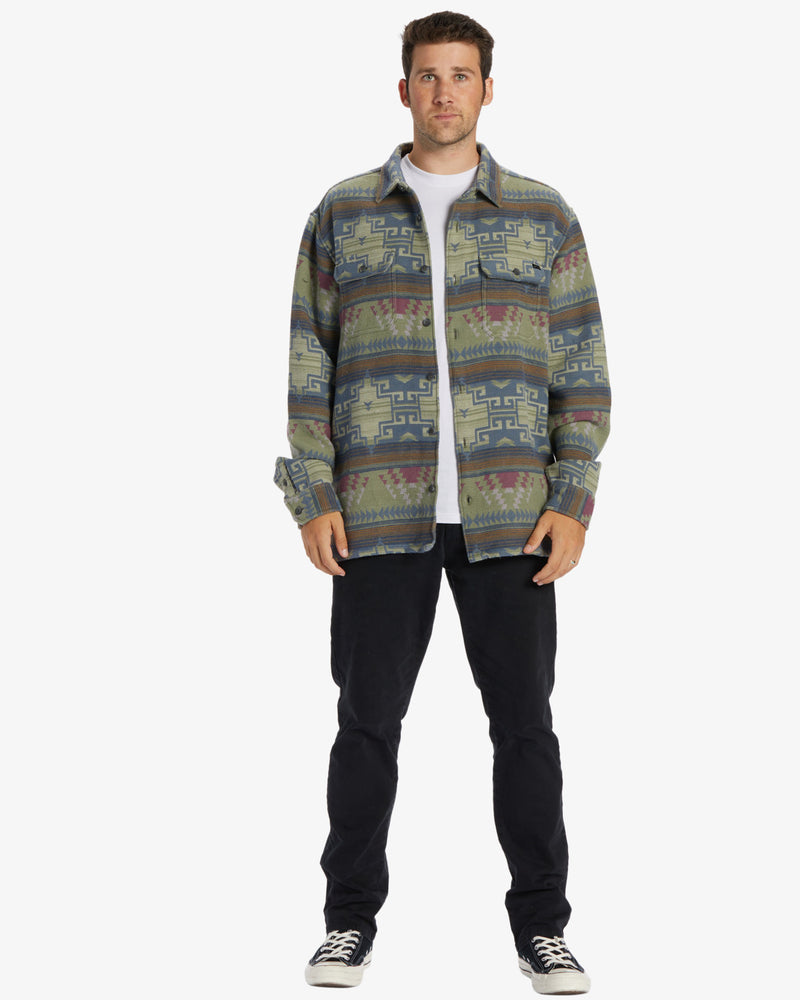 Load image into Gallery viewer, Billabong Offshore Jacquard Flannel Long Sleeve Shirt Sage ABYWT00249-SAG

