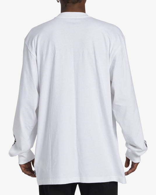 Billabong Men's DJ Javier Skulls Long Sleeve T-Shirt White ABYZT02238-WHT