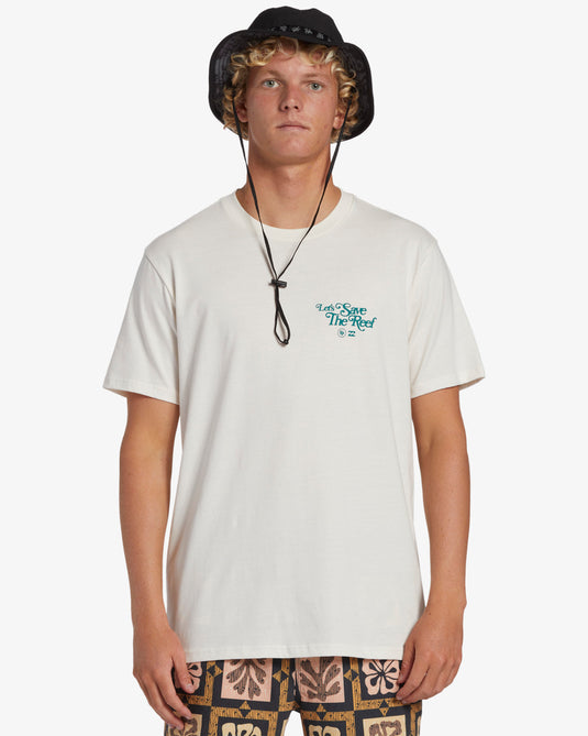 Billabong Men's Coral Gardeners Lets Save The Reef T-Shirt Off White ABYZT02335-OFW