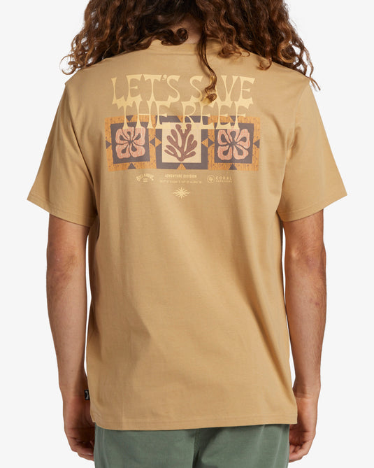 Billabong Men's Coral Gardeners Tiki Reef T-Shirt Dusty Gold ABYZT02336-YKL0