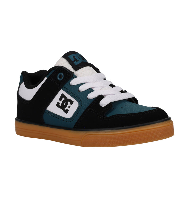 Load image into Gallery viewer, DC Kid&#39;s Pure Leather Shoes Black/White/Emerald ADBS300267-BWE

