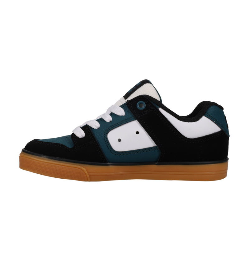 Load image into Gallery viewer, DC Kid&#39;s Pure Leather Shoes Black/White/Emerald ADBS300267-BWE
