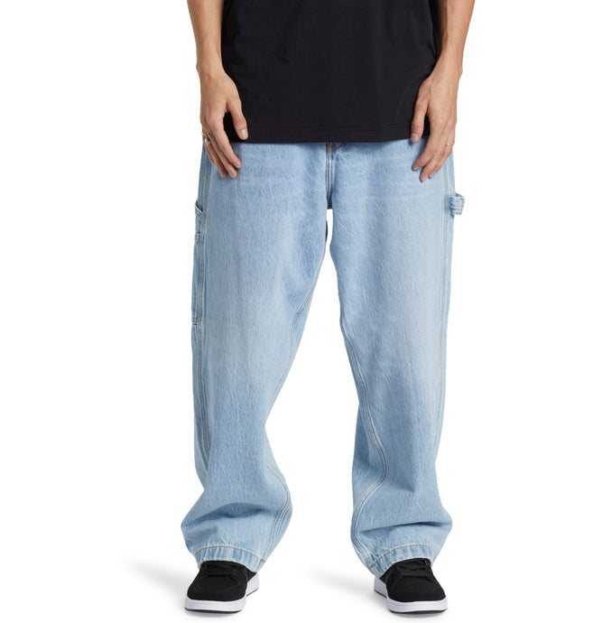 DC Men's Worker Baggy Carpenter Denim Pants Indigo Light ADYDP03087-BFBW