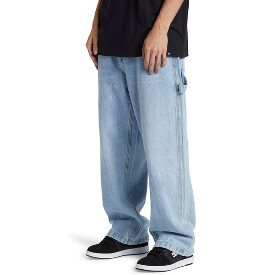 DC Men's Worker Baggy Carpenter Denim Pants Indigo Light ADYDP03087-BFBW