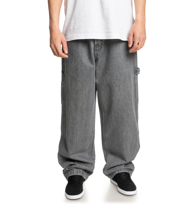 DC Men's Worker Baggy Carpenter Denim Pants Medium Grey ADYDP03092-KPVW