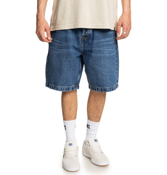 DC Men's Worker Baggy 19.5" Denim Shorts Stone Indigo ADYDS03020_BLCW