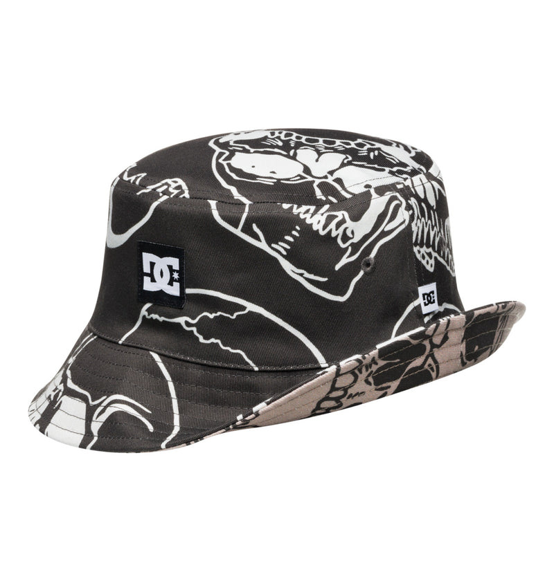 Load image into Gallery viewer, DC Men&#39;s Deep End Bucket Hat Black Skully Print ADYHA04201_XKWK
