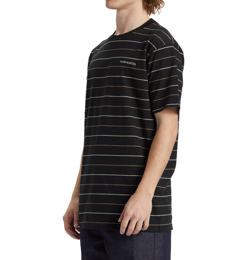 Load image into Gallery viewer, DC Men&#39;s Lowstate Stripe Standard fit T-Shirt Pirate Black Lowstate Stripe ADYKT03233-XKCK
