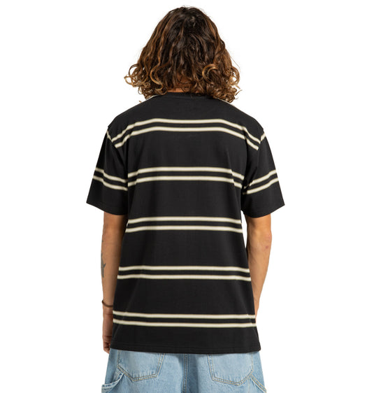 DC Men's Portside Stripe Short Sleeves T-Shirt Black Portside Stripe ADYKT03251_XKBC