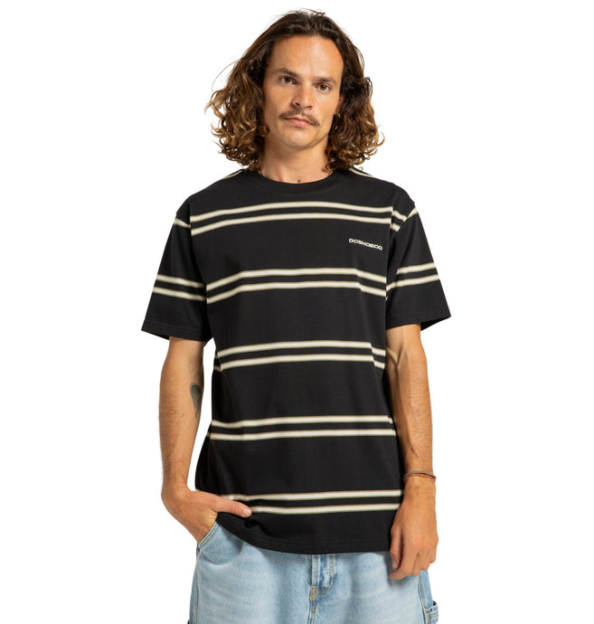 DC Men's Portside Stripe Short Sleeves T-Shirt Black Portside Stripe ADYKT03251_XKBC