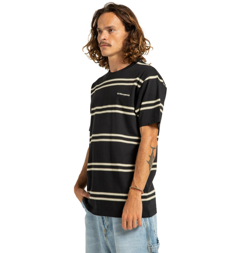 Load image into Gallery viewer, DC Men&#39;s Portside Stripe Short Sleeves T-Shirt Black Portside Stripe ADYKT03251_XKBC

