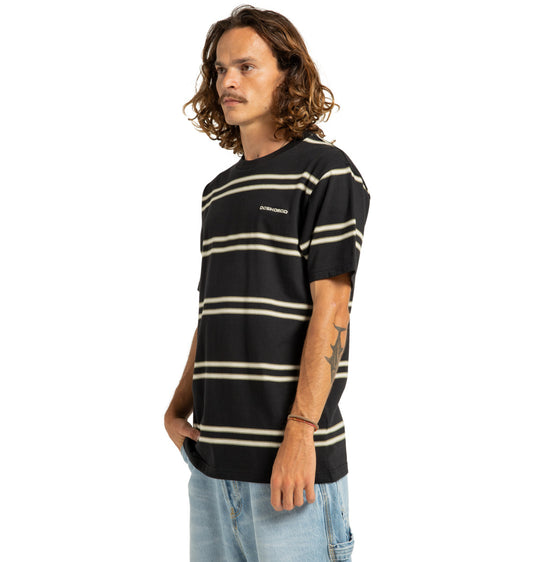 DC Men's Portside Stripe Short Sleeves T-Shirt Black Portside Stripe ADYKT03251_XKBC