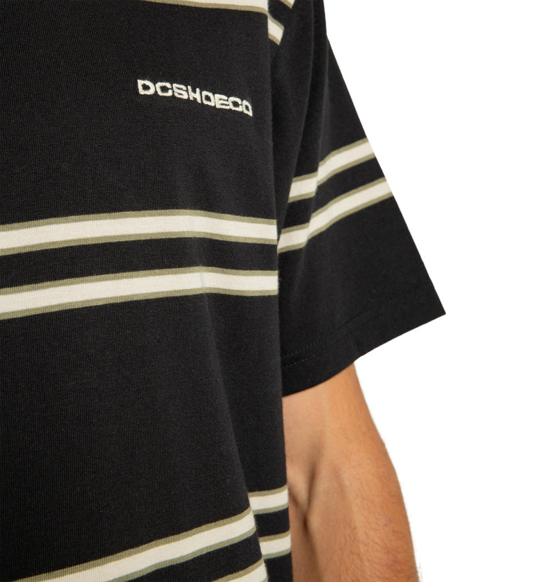 Load image into Gallery viewer, DC Men&#39;s Portside Stripe Short Sleeves T-Shirt Black Portside Stripe ADYKT03251_XKBC
