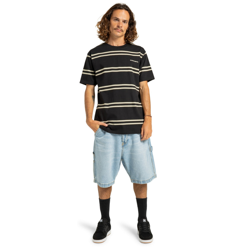 Load image into Gallery viewer, DC Men&#39;s Portside Stripe Short Sleeves T-Shirt Black Portside Stripe ADYKT03251_XKBC
