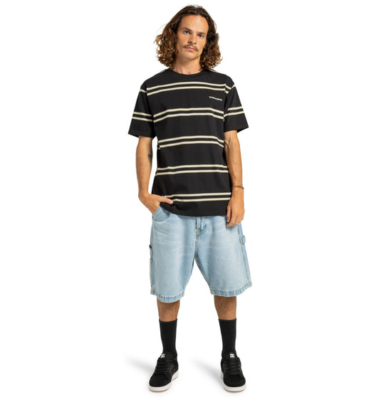 DC Men's Portside Stripe Short Sleeves T-Shirt Black Portside Stripe ADYKT03251_XKBC