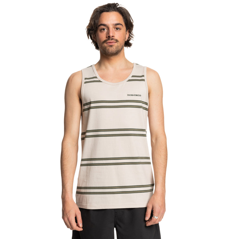 Load image into Gallery viewer, DC Men&#39;s Portside Stripe Muscle Tank Top Moon Beam ADYKT03252_XCGS
