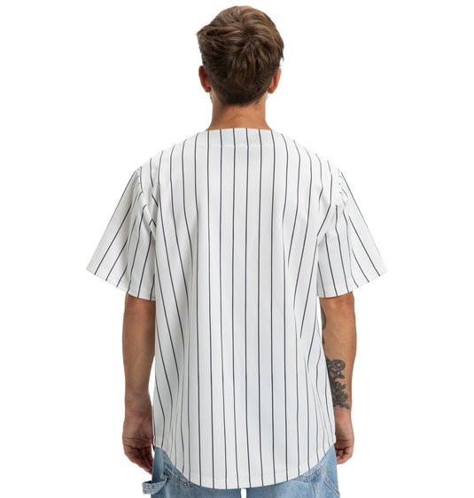 DC Men's Slugger Jersey Short Sleeve Shirt White Pinstripe ADYKT03253-XWKW