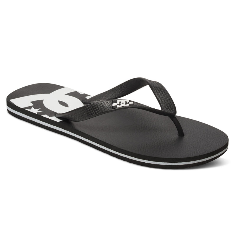 Load image into Gallery viewer, DC Men&#39;s Spray Flip Flops Black/Black/White ADYL100080-BLW
