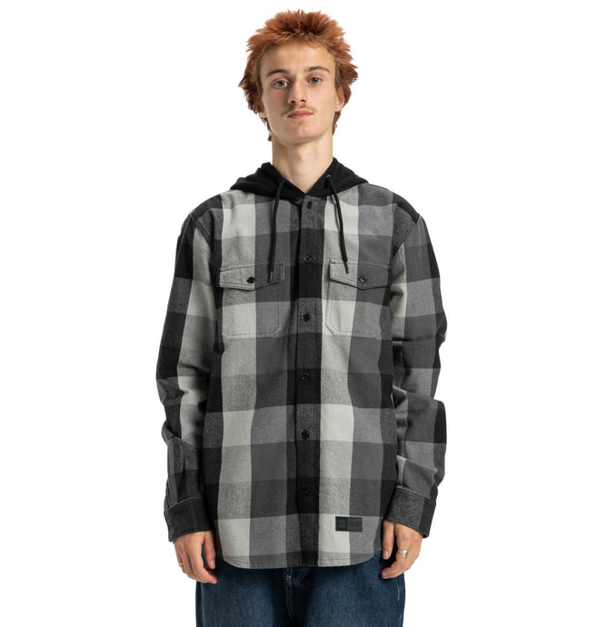 DC Men's Ruckus Hooded Long Sleeve Shirt Black ADYWT03104-KVJ0