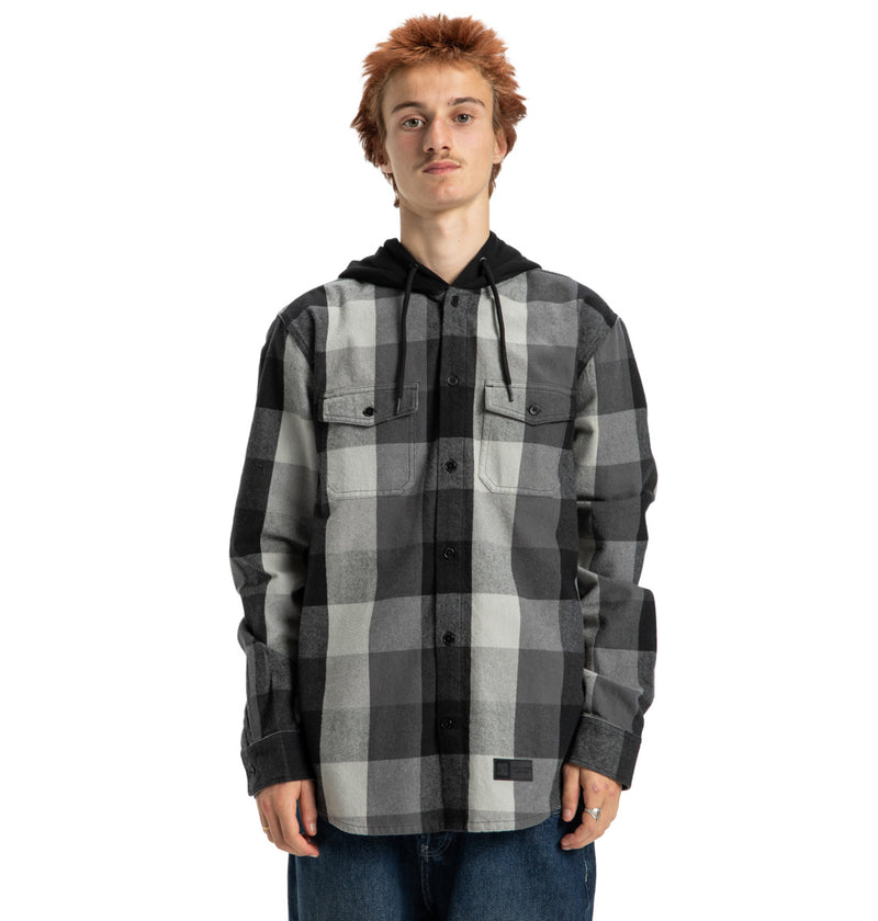 Load image into Gallery viewer, DC Men&#39;s Ruckus Hooded Long Sleeve Shirt Black ADYWT03104-KVJ0
