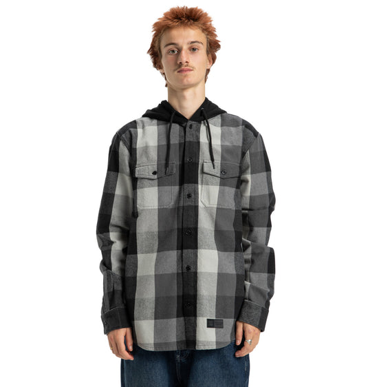 DC Men's Ruckus Hooded Long Sleeve Shirt Black ADYWT03104-KVJ0