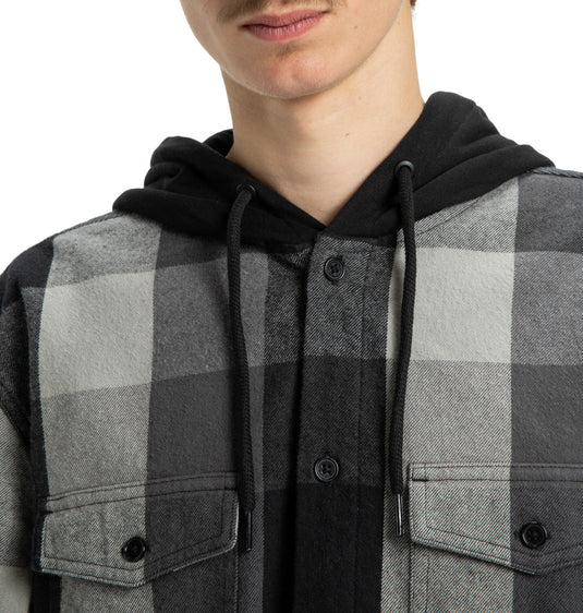 DC Men's Ruckus Hooded Long Sleeve Shirt Black ADYWT03104-KVJ0