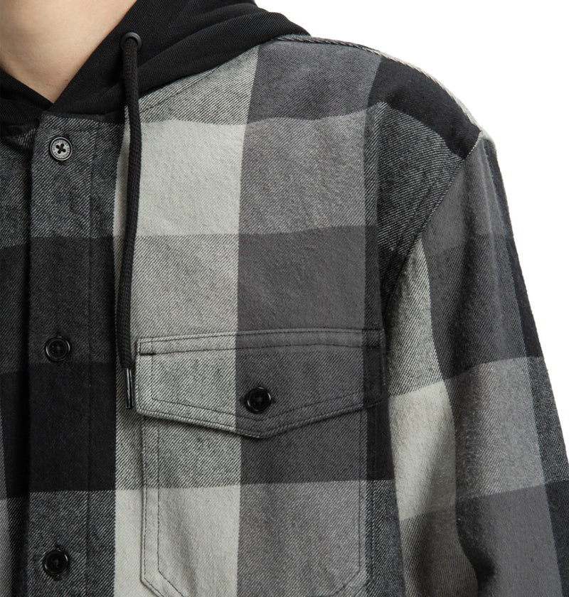 Load image into Gallery viewer, DC Men&#39;s Ruckus Hooded Long Sleeve Shirt Black ADYWT03104-KVJ0

