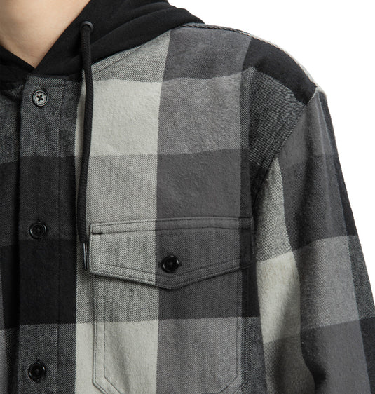 DC Men's Ruckus Hooded Long Sleeve Shirt Black ADYWT03104-KVJ0