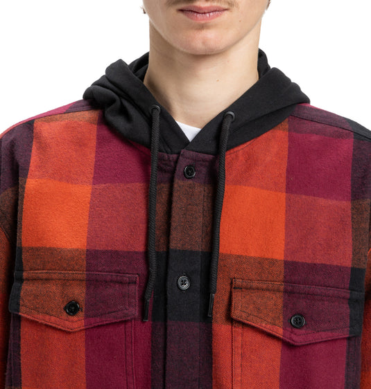 DC Men's Ruckus Hooded Long Sleeve Shirt Picante ADYWT03104-NQV0