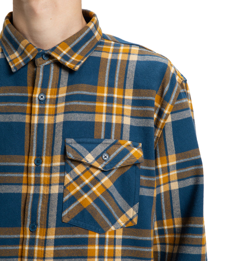 Load image into Gallery viewer, DC Men&#39;s Marshal Flannel Shirt Dark Denim ADYWT03116-BRQ0
