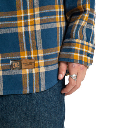 Load image into Gallery viewer, DC Men&#39;s Marshal Flannel Shirt Dark Denim ADYWT03116-BRQ0
